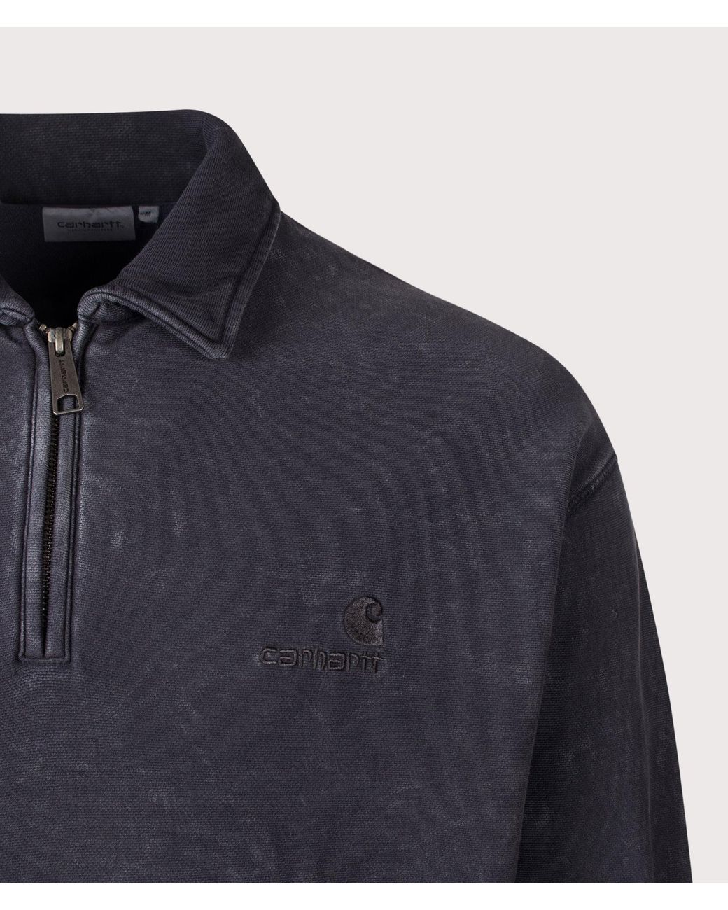 Carhartt Blue Boxy Loose Fit Lambert Polo Neck Sweatshirt for men