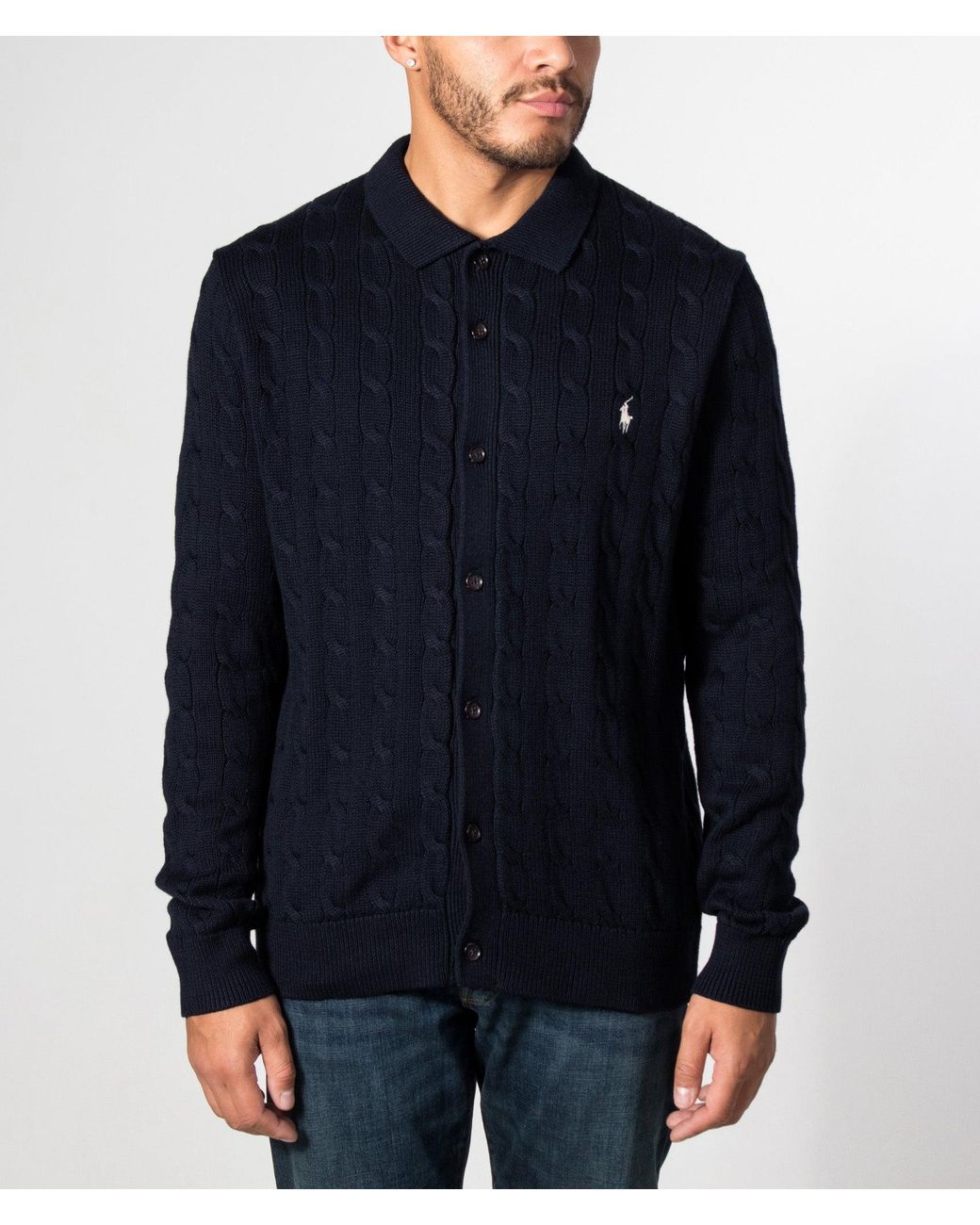 Polo Ralph Lauren Blue Cable-Knit Cotton Cardigan for men