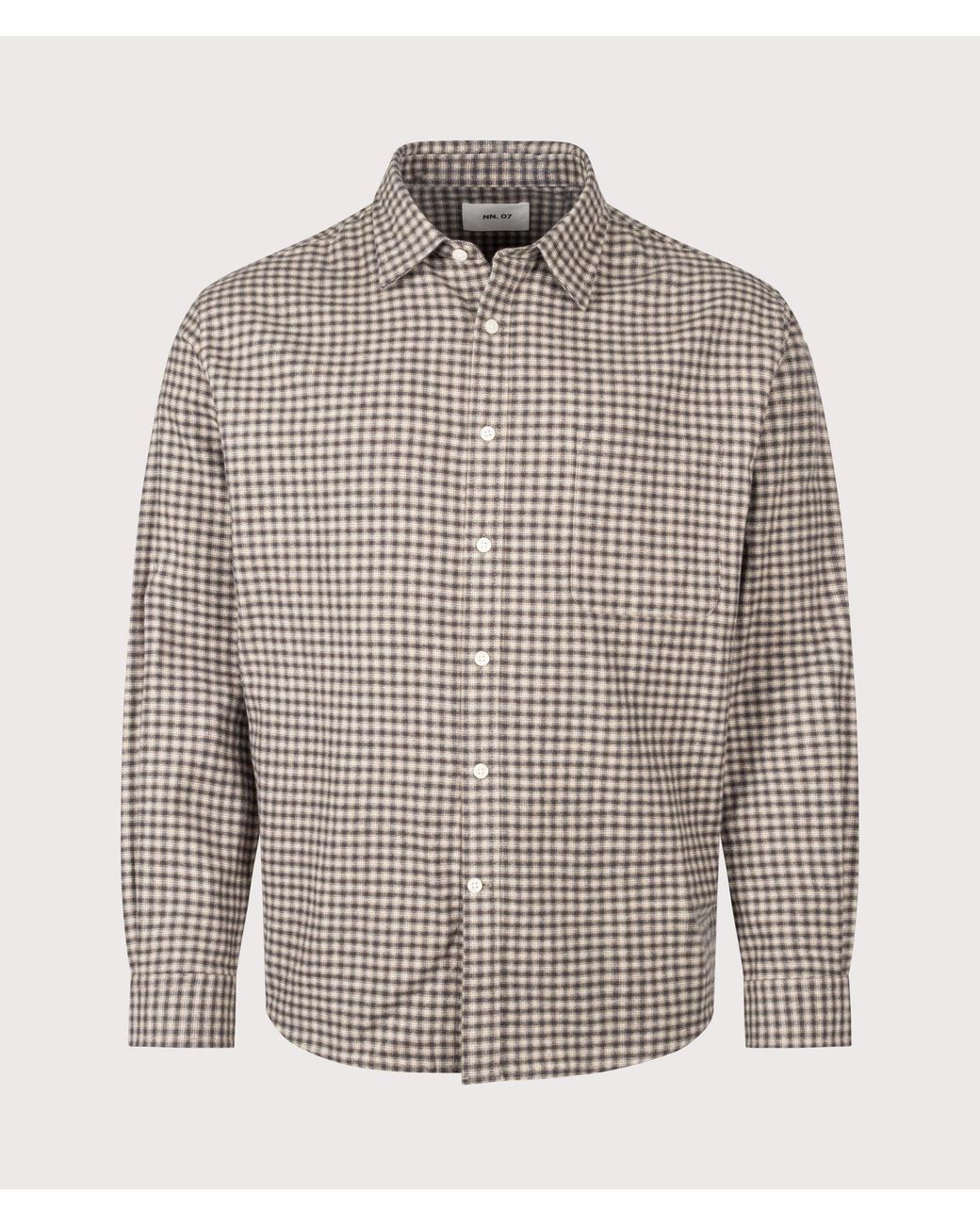 NN07 Gray Regular Fit Deon Flannel Shirt for men