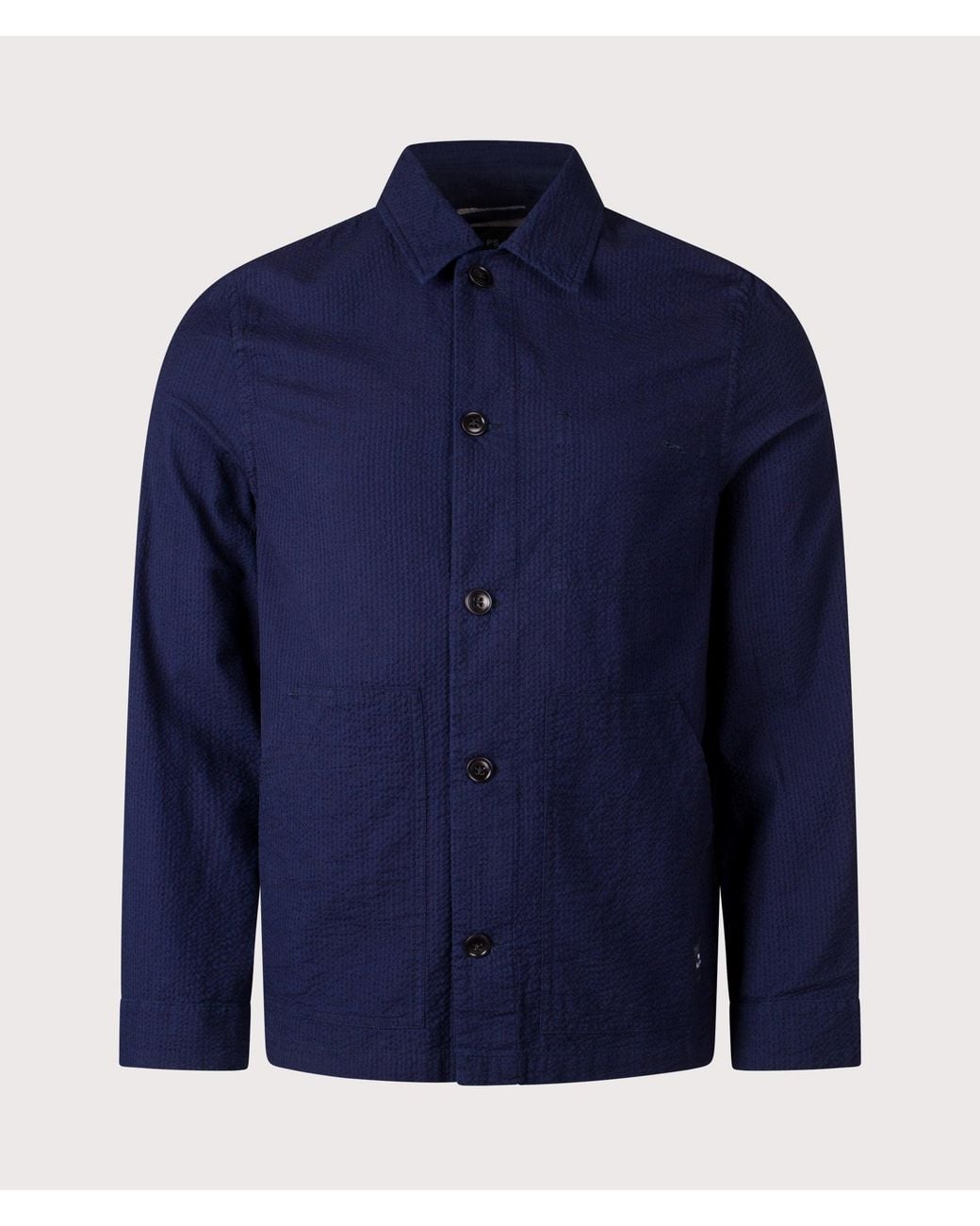Paul Smith Blue Relaxed Fit Cotton Seersucker Work Jacket for men
