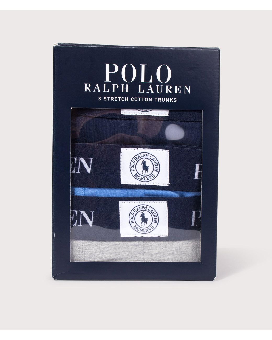 Polo Ralph Lauren Blue 3 Pack Classic Stretch Cotton Trunks for men
