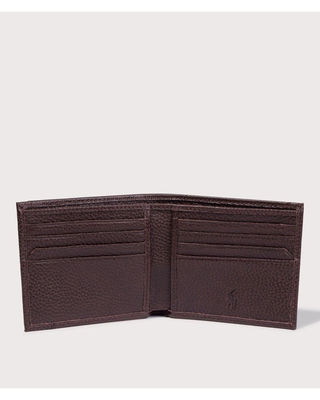 Polo Ralph Lauren Brown Pebbled Leather Billfold Wallet for men