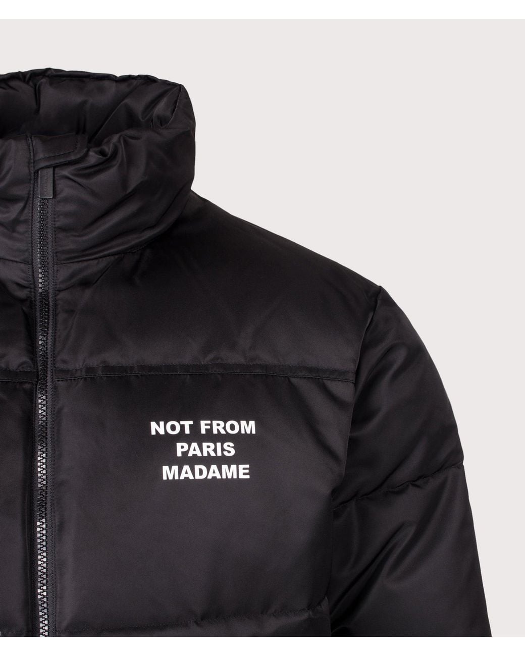 Drole de Monsieur Black Relaxed Fit Slogan Puffer Jacket for men