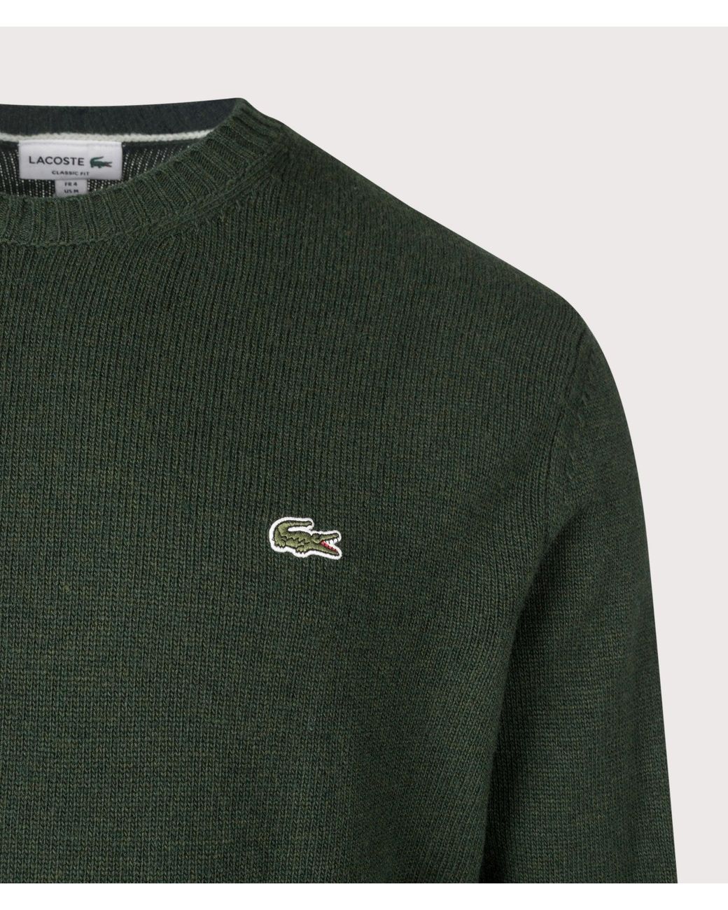 Lacoste Green Classic Fit Wool Crewneck Jumper for men