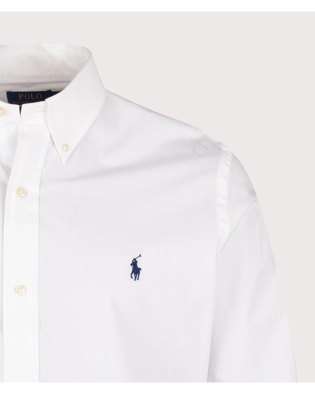 Polo Ralph Lauren White Custom Fit Stretch Poplin Shirt for men