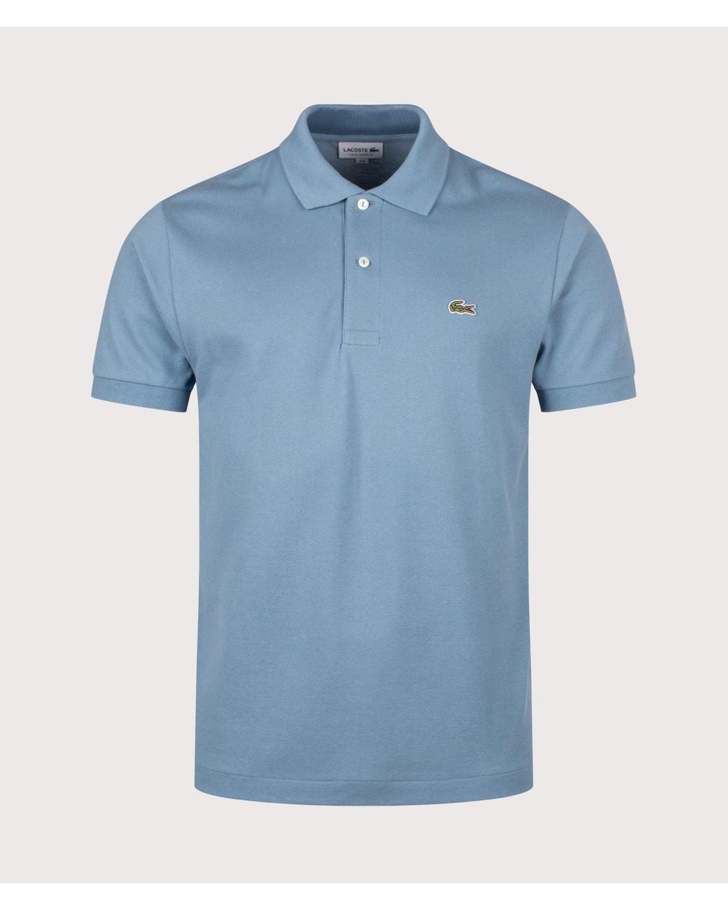 Lacoste Blue Classic Fit L1212 Croc Logo Polo Shirt for men