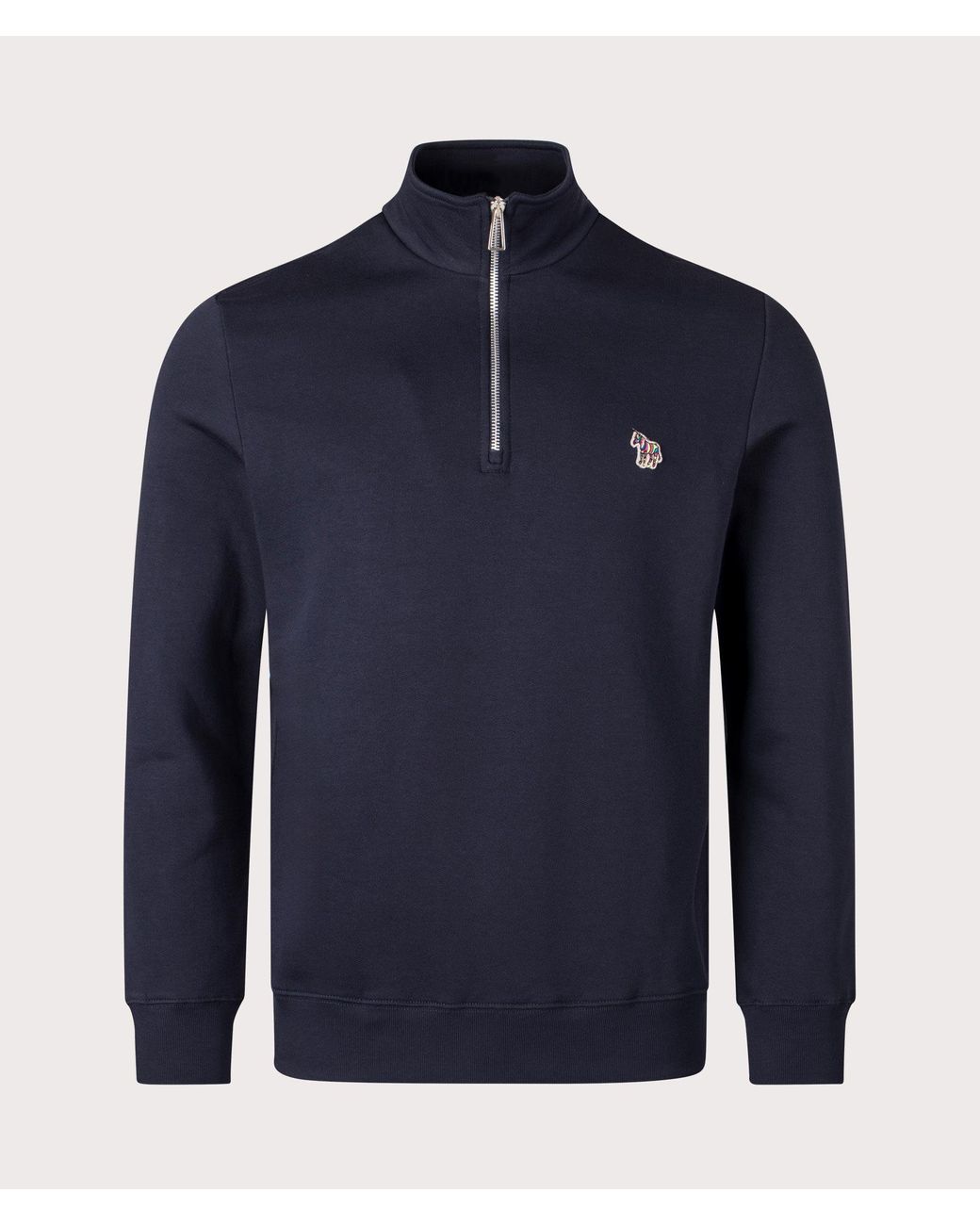 Paul Smith Blue Quarter Zip Zebra Logo Sweatshirt for men