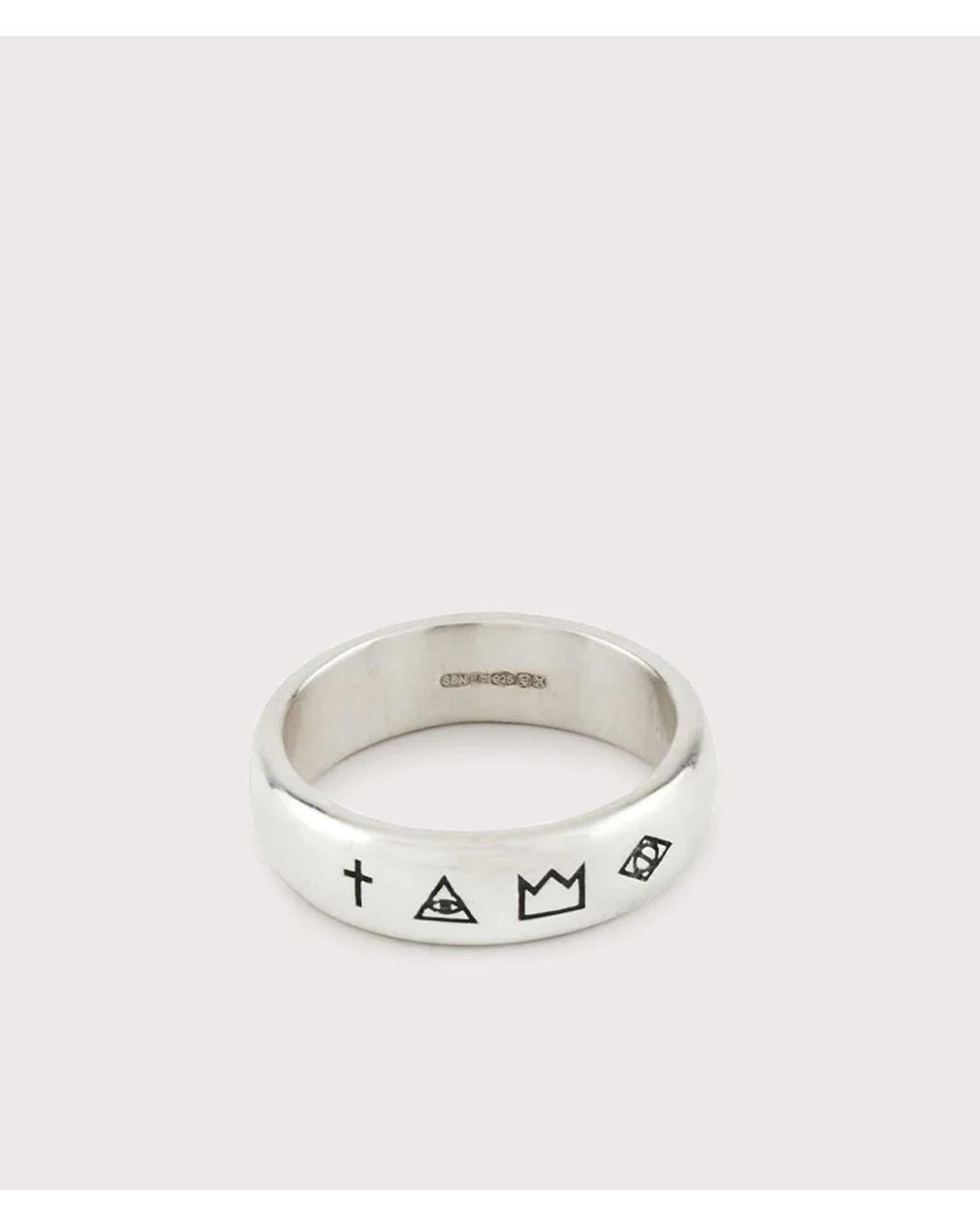 Serge Denimes White 4 Symbols Ring for men