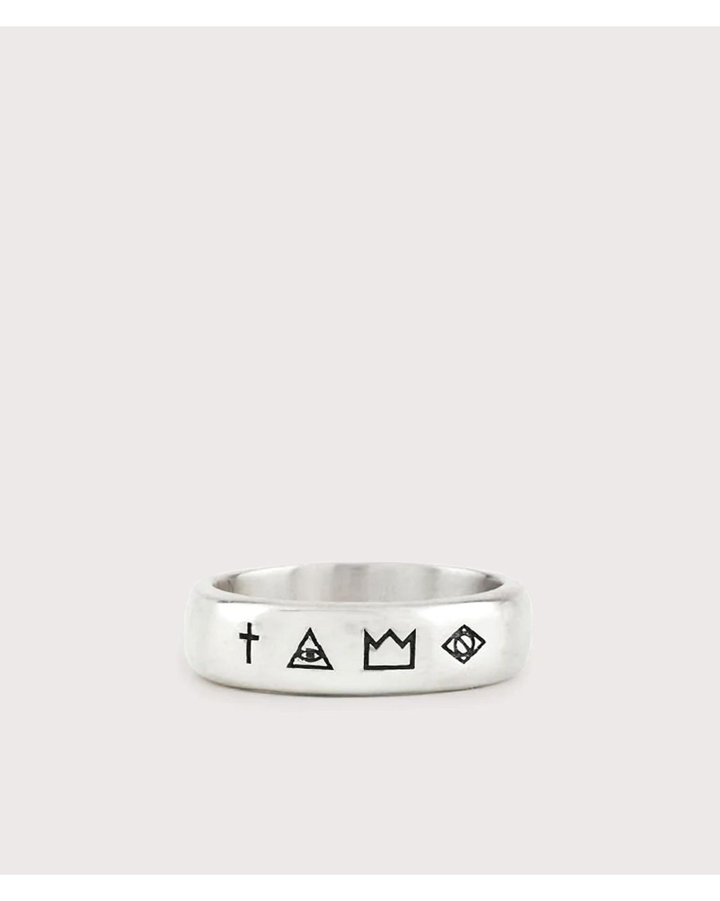Serge Denimes White 4 Symbols Ring for men