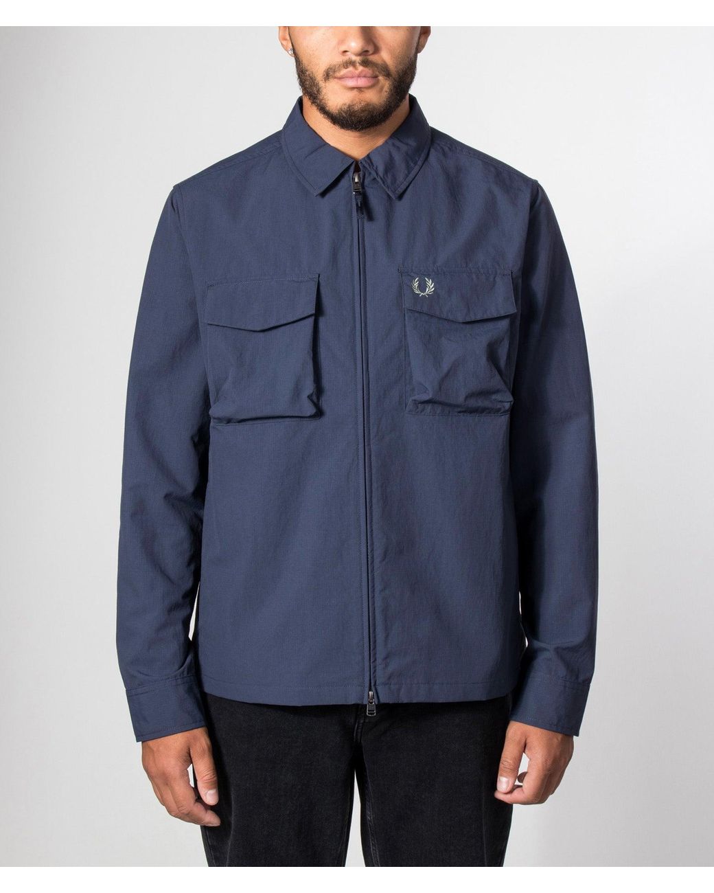 Fred Perry Blue Regular Fit Ripstop Pocket Overshirt for men