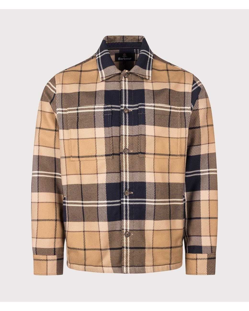 Barbour Brown Regular Fit Oversized Tartan Overshirt for men