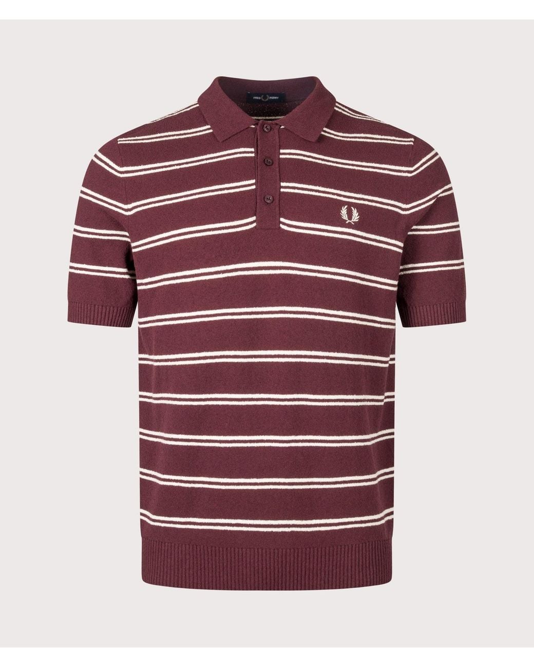 Fred Perry Red Regular Fit Boucle Stripe Knitted Shirt for men
