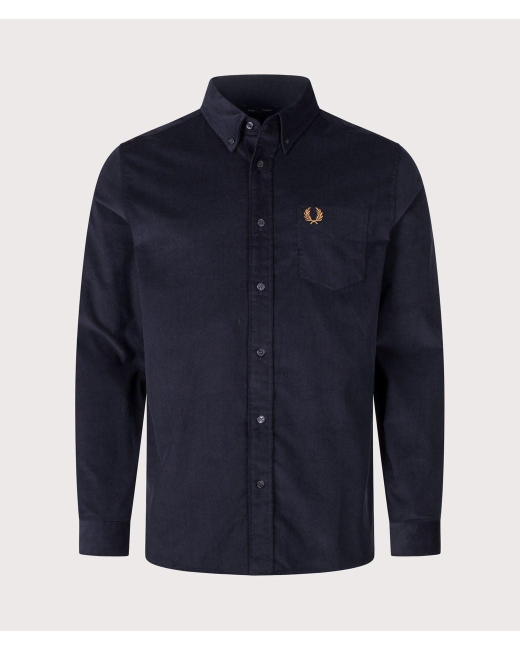 Fred Perry Blue Regular Fit Needle Cord Shirt for men