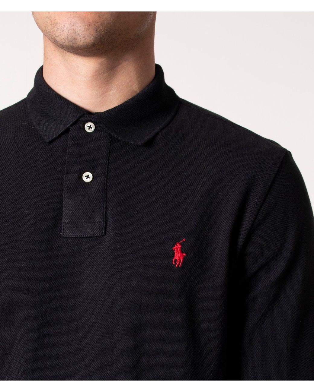 Polo Ralph Lauren Blue Custom Slim Fit Long Sleeve Polo Shirt for men
