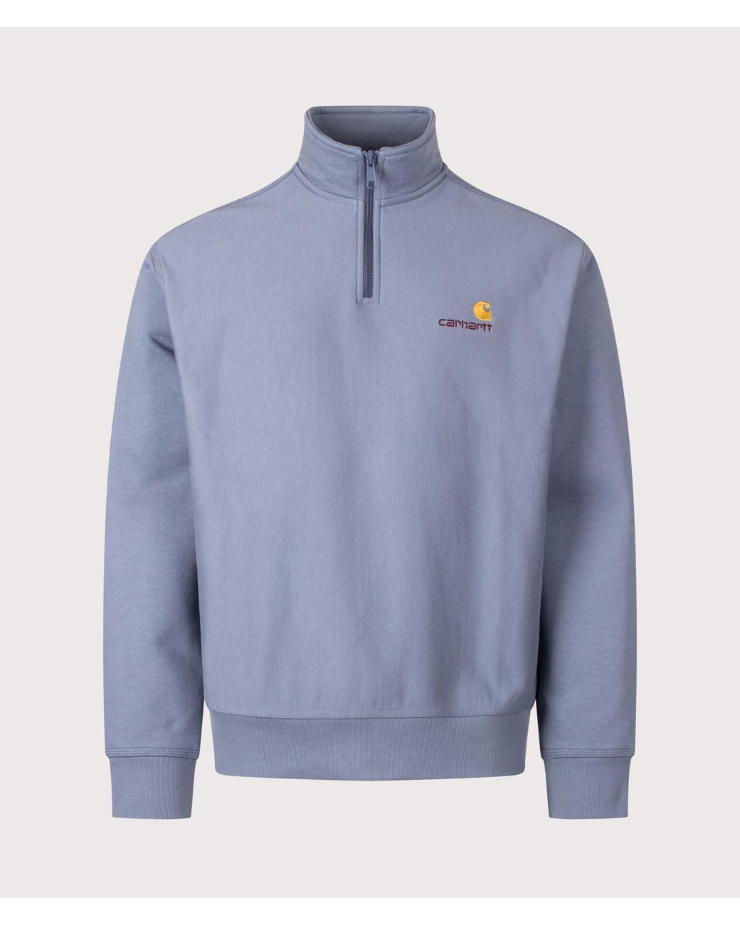 Carhartt Blue Loose Fit Quarter Zip American Script Sweatshirt for men