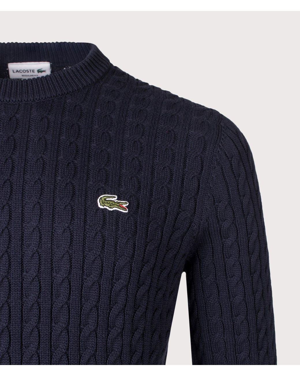Lacoste Blue Regular Fit Cable Knitted Jumper for men