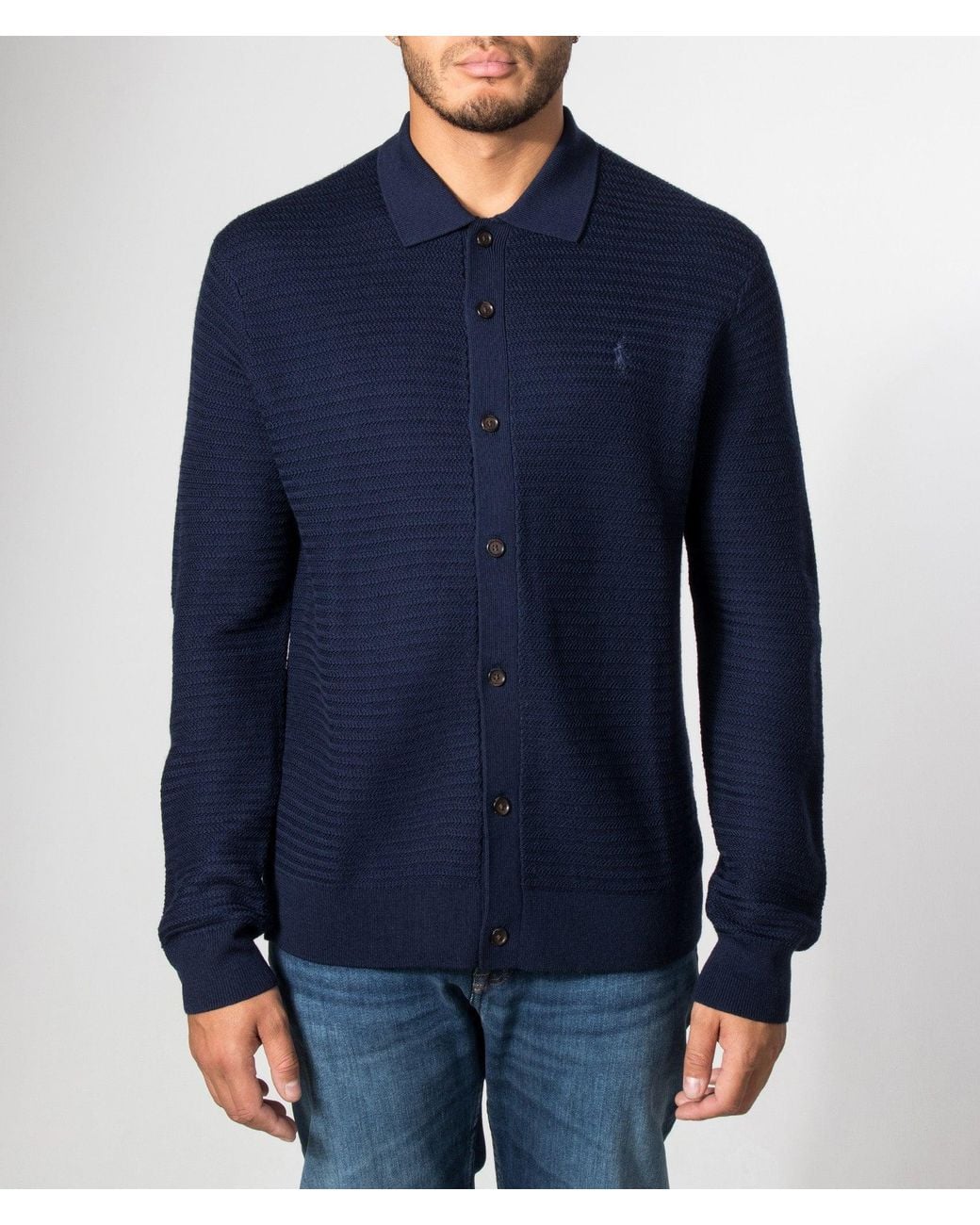 Polo Ralph Lauren Blue Regular Fit Merino Wool Cardigan for men