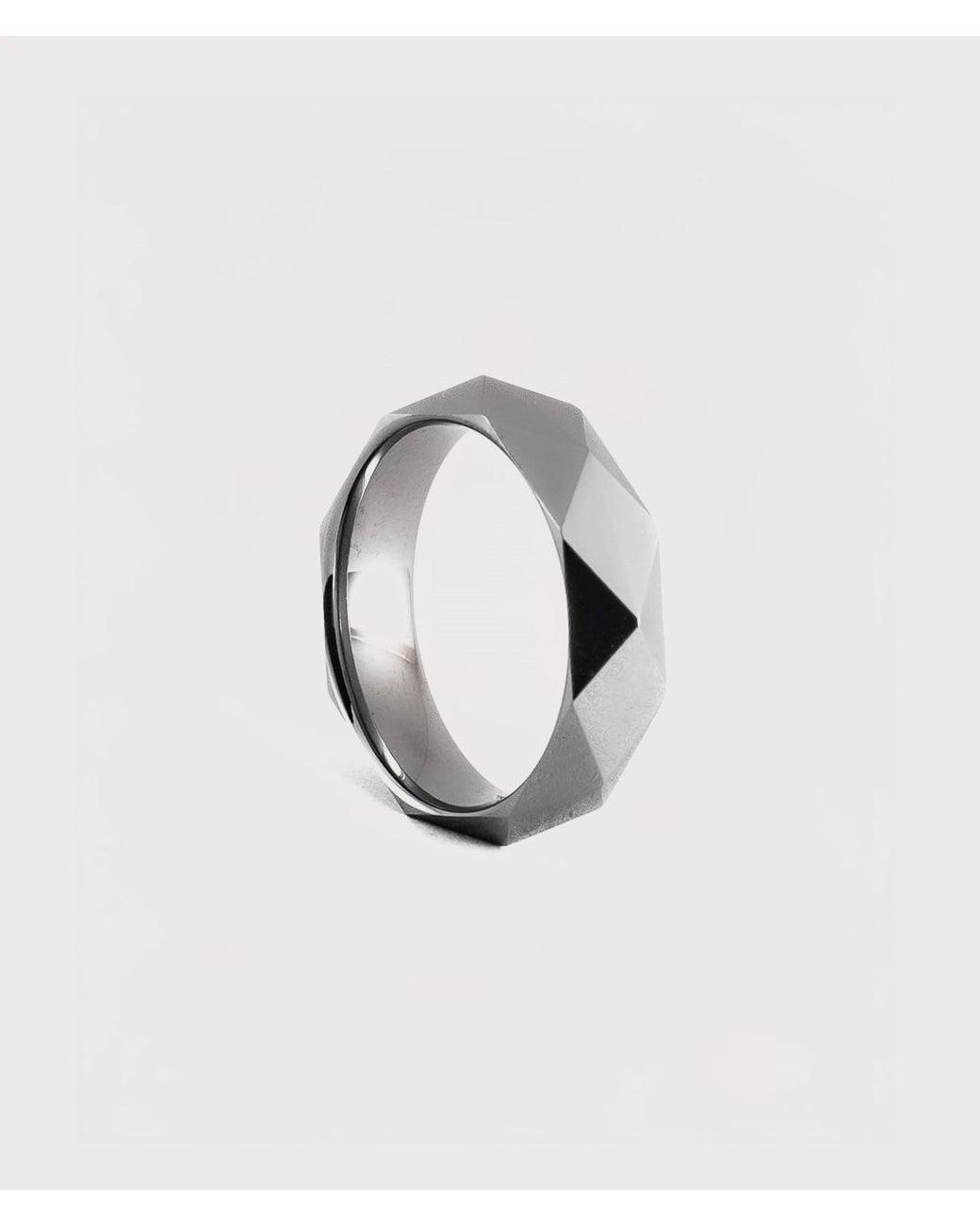 Mysterious Jeweller White Geometric Tungsten Carbide Ring for men