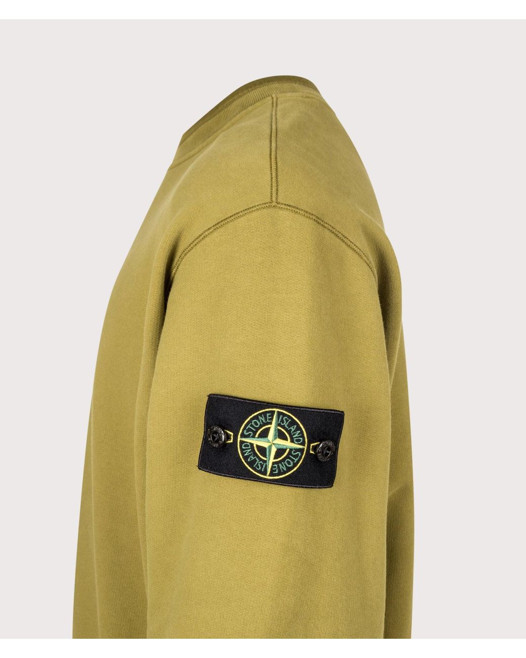 Stone Island Green Oversized Fit Brushed Organic Cotton Fleece Sweatshirt for men