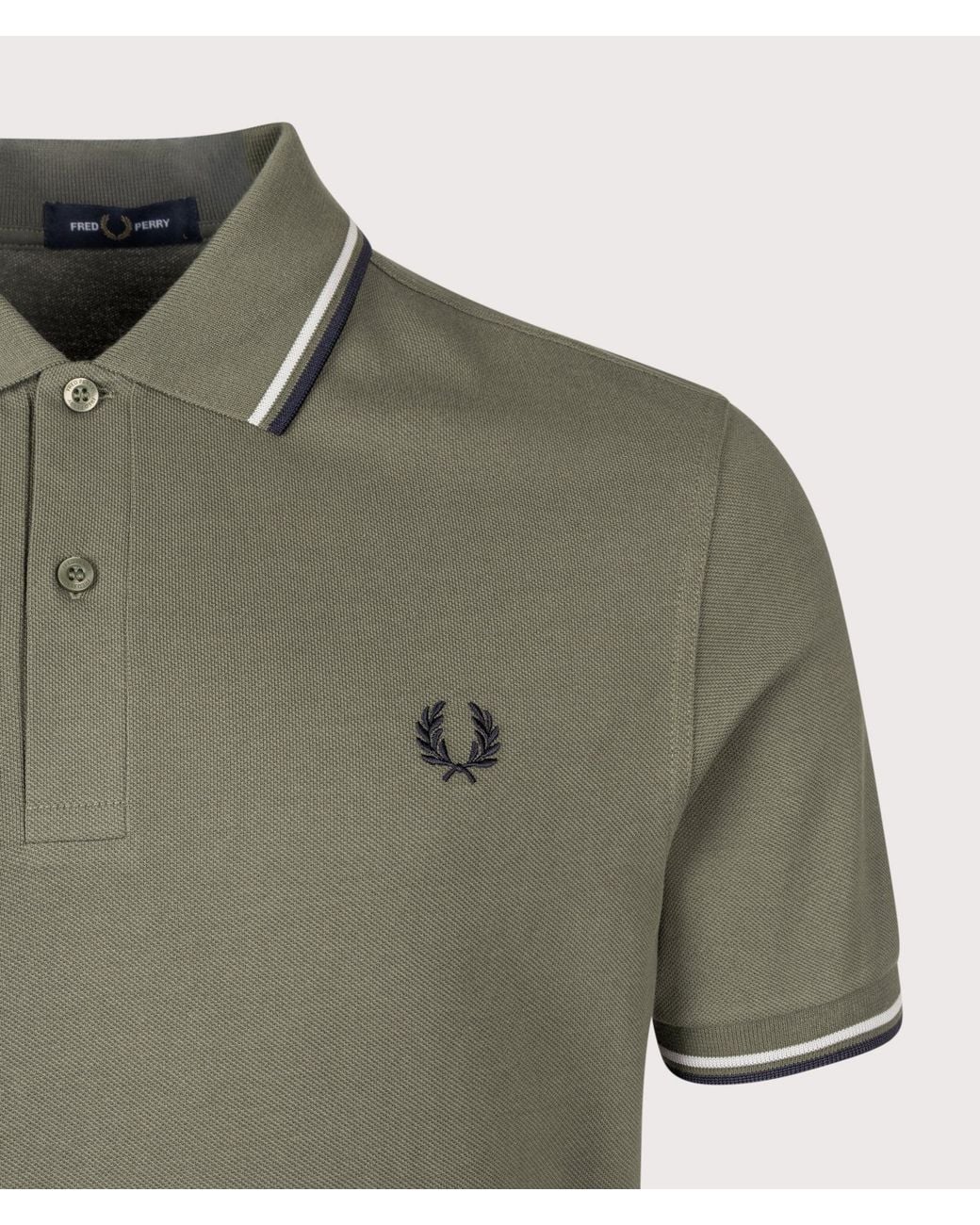 Fred Perry Green Regular Fit Twin Tipped Shirt for men