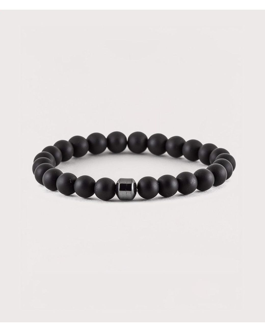 Mysterious Jeweller Black Onyx Beaded Stretch Bracelet for men