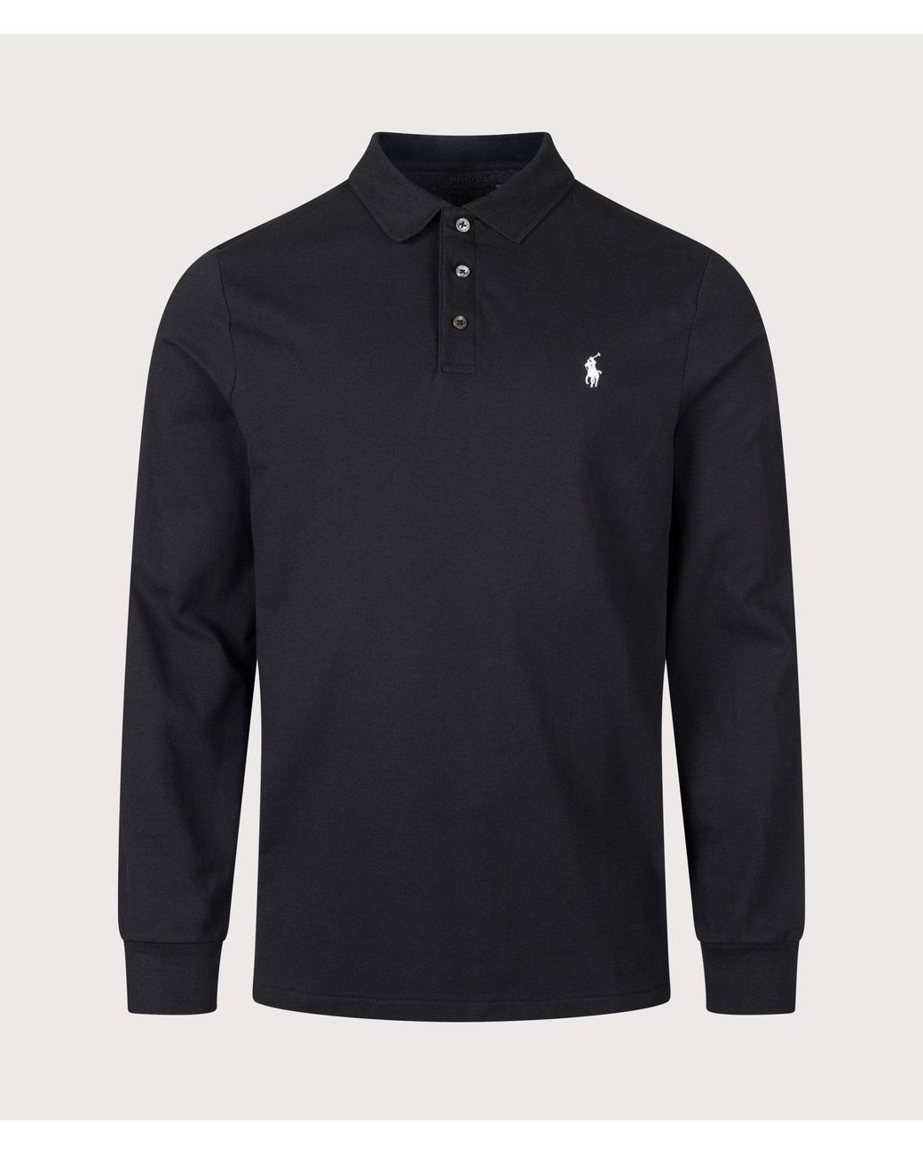 Polo Ralph Lauren Blue Custom Slim Fit Stretch Mesh Long Sleeve Polo Shirt for men