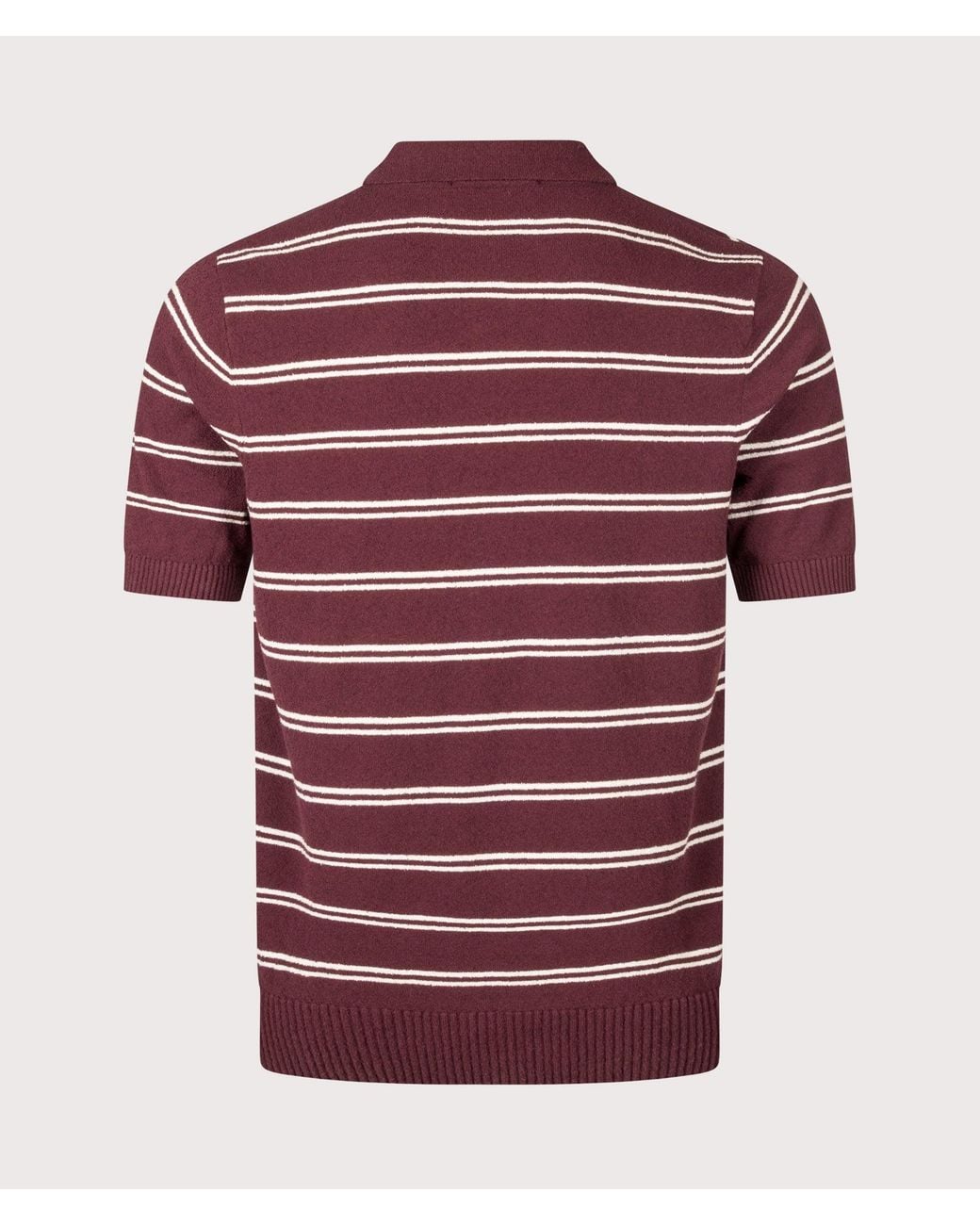 Fred Perry Red Regular Fit Boucle Stripe Knitted Shirt for men