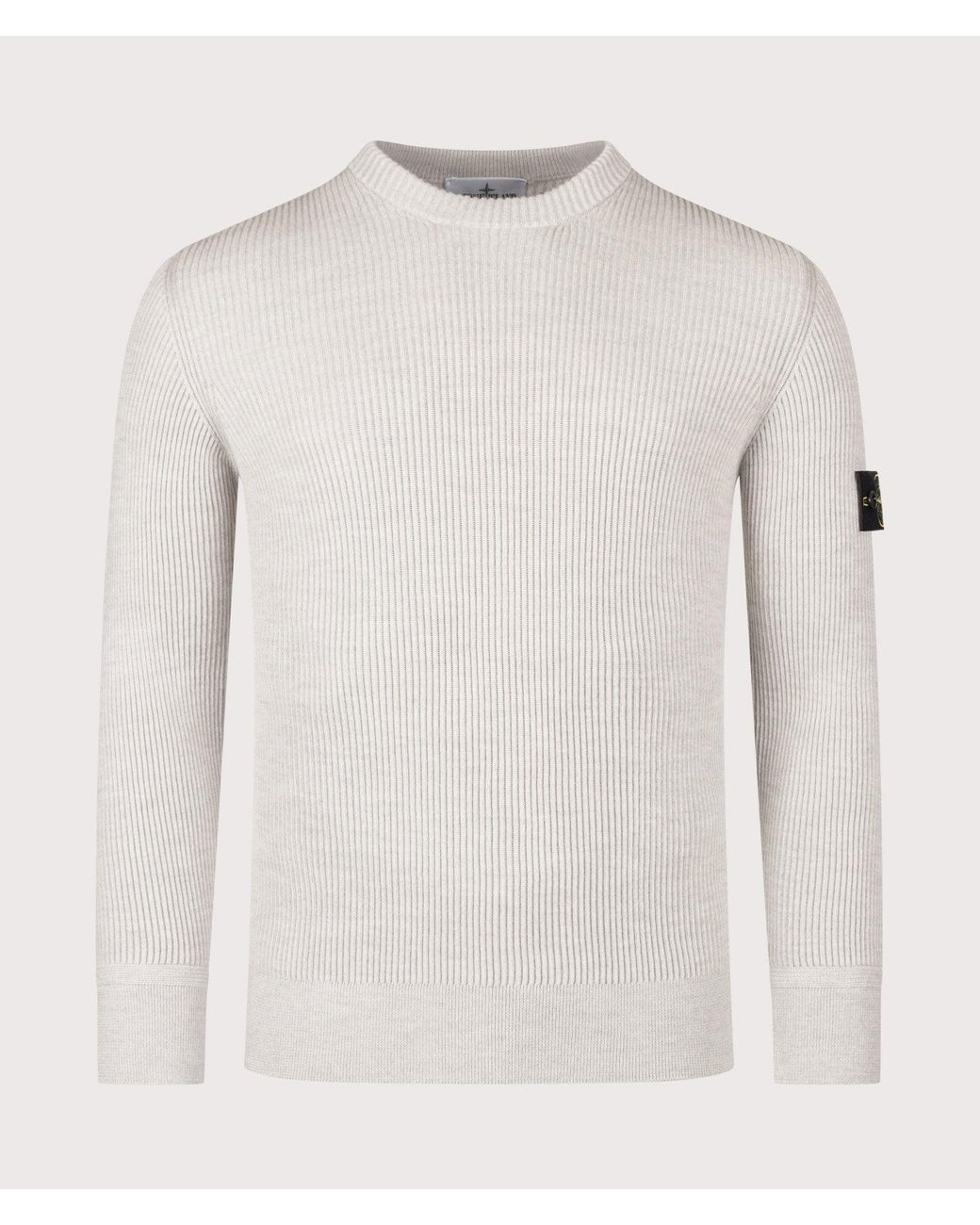 Stone Island White Full Rib Rws Wool Jumper for men