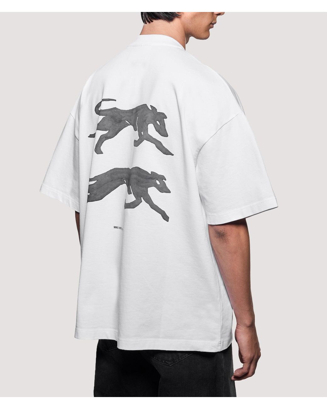 MKI Miyuki-Zoku White Oversized Box Fit Greyhound T-Shirt for men