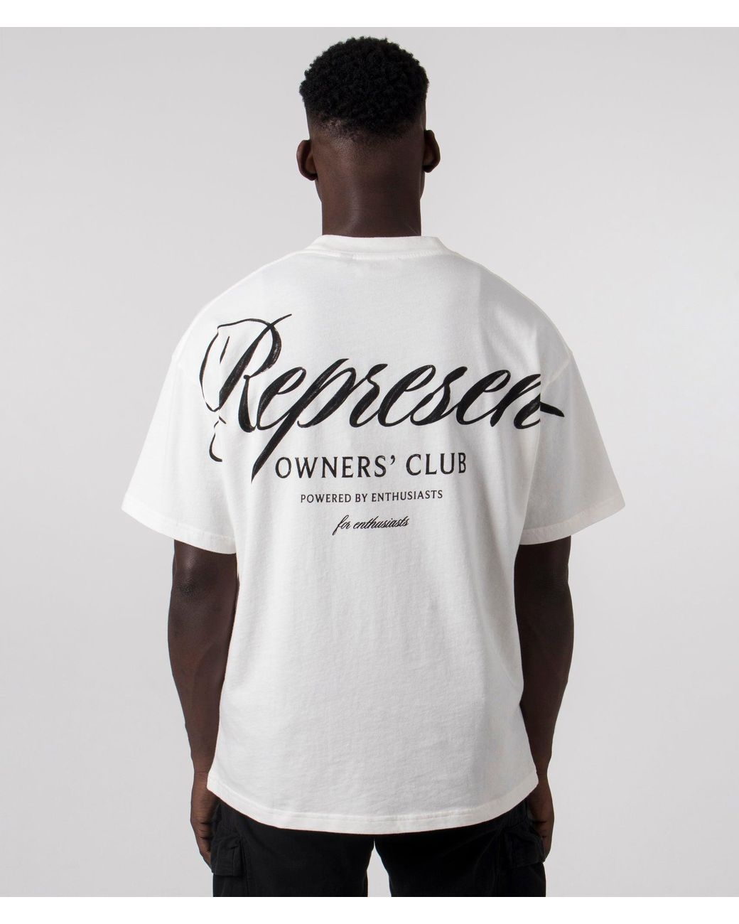 Represent Gray Oversized Owners Club Script T-Shirt for men