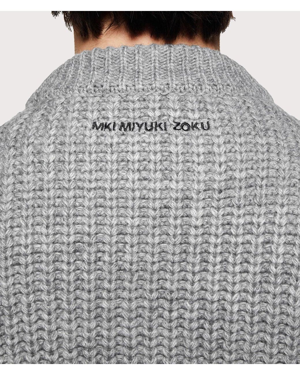 MKI Miyuki-Zoku Gray Oversized Chunky Rib Knit Crewneck Jumper for men