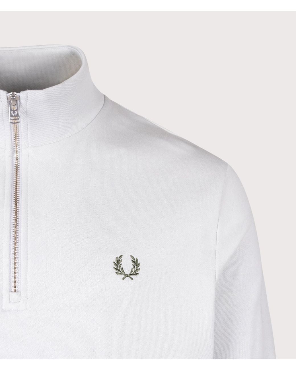 Fred Perry White Regular Fit Quarter Zip Sweatshirt for men