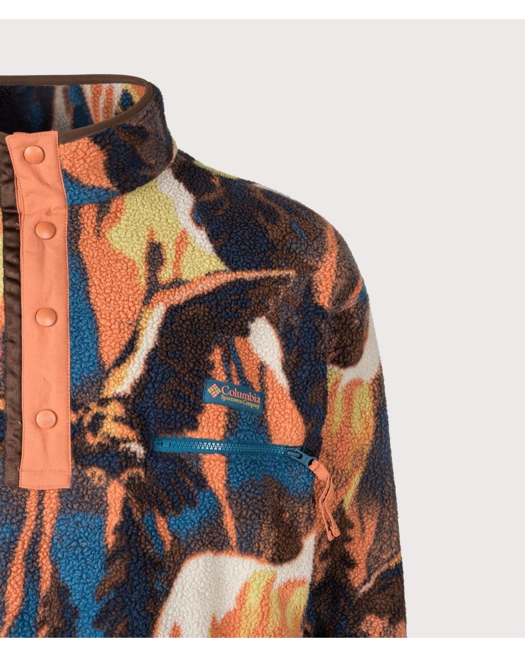 Columbia Brown Regular Fit Helvetia Ii Printed Half Snap Fleece for men