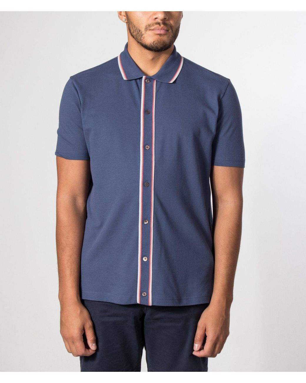 Paul Smith Blue Regular Fit Button Through Polo Shirt for men
