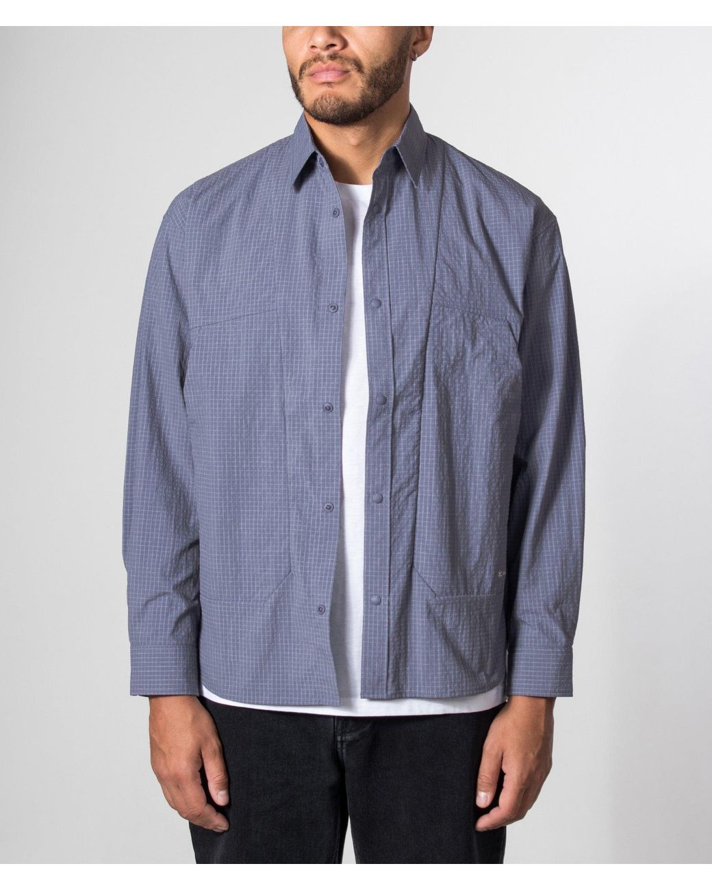 Snow Peak Blue Relaxed Fit Kasuri Ripstop Shirt for men