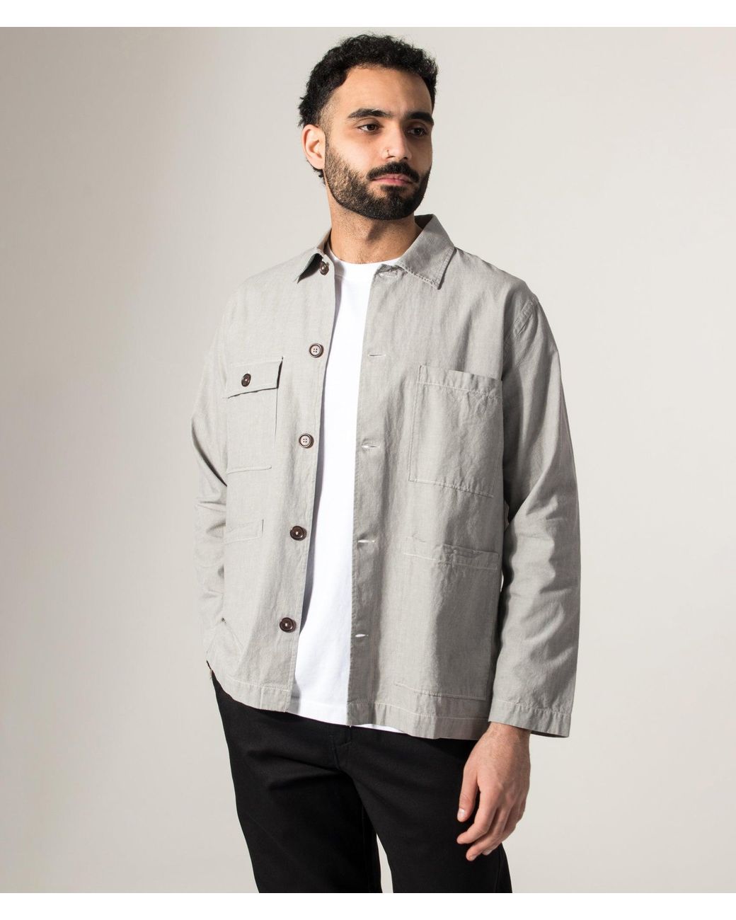 Universal Works Gray Dockside Overshirt for men