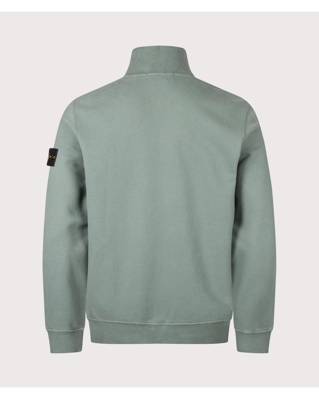 Stone Island Green Brushed Cotton Zip Through Track Top for men