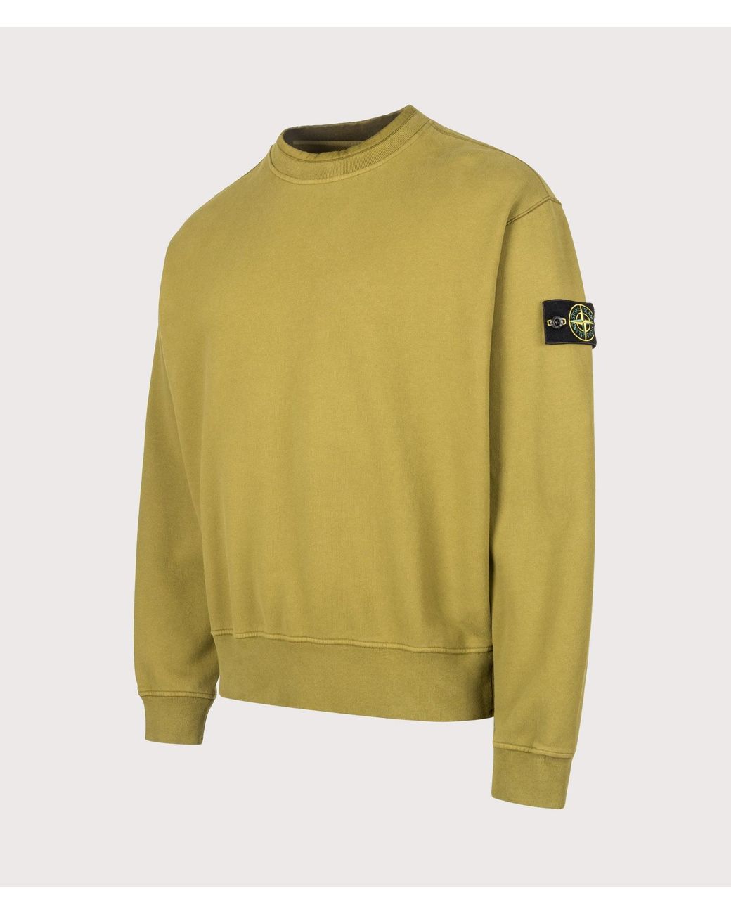 Stone Island Green Oversized Fit Brushed Organic Cotton Fleece Sweatshirt for men