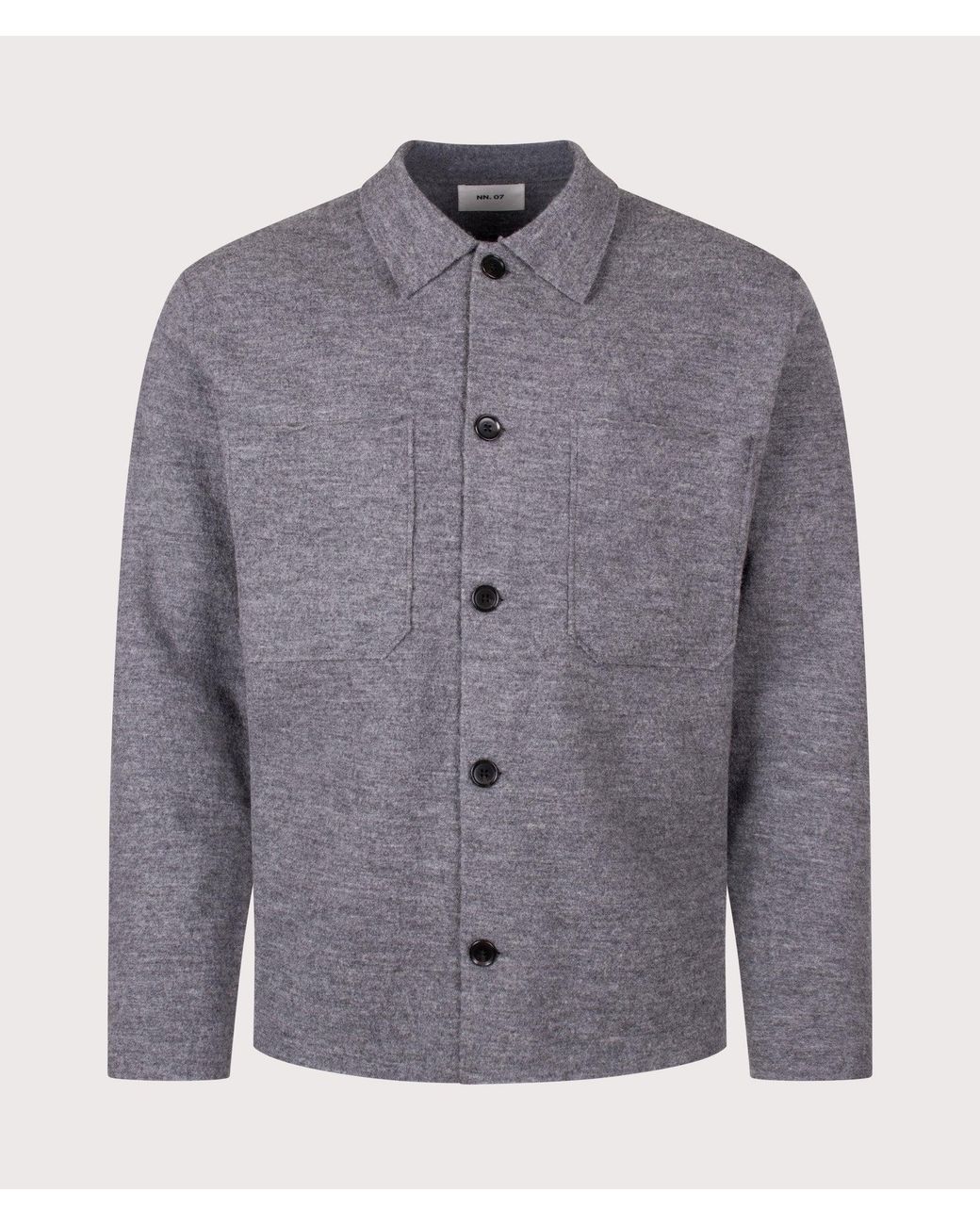 NN07 Gray Jonas Boiled Wool Overshirt for men