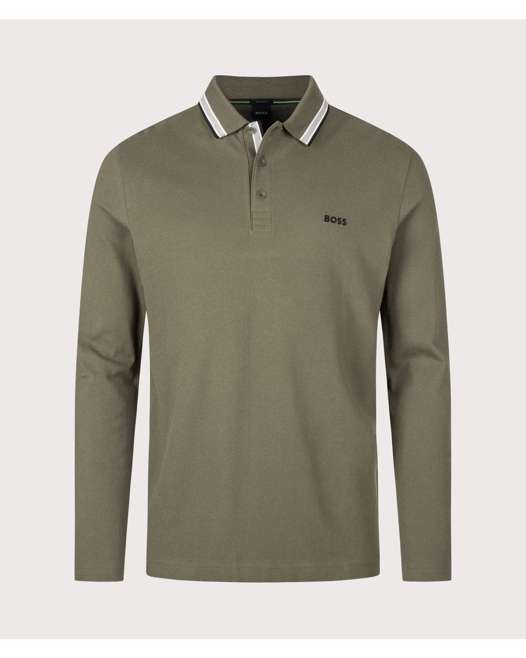 Boss Green Regular Fit Plisy Long Sleeve Polo Shirt for men