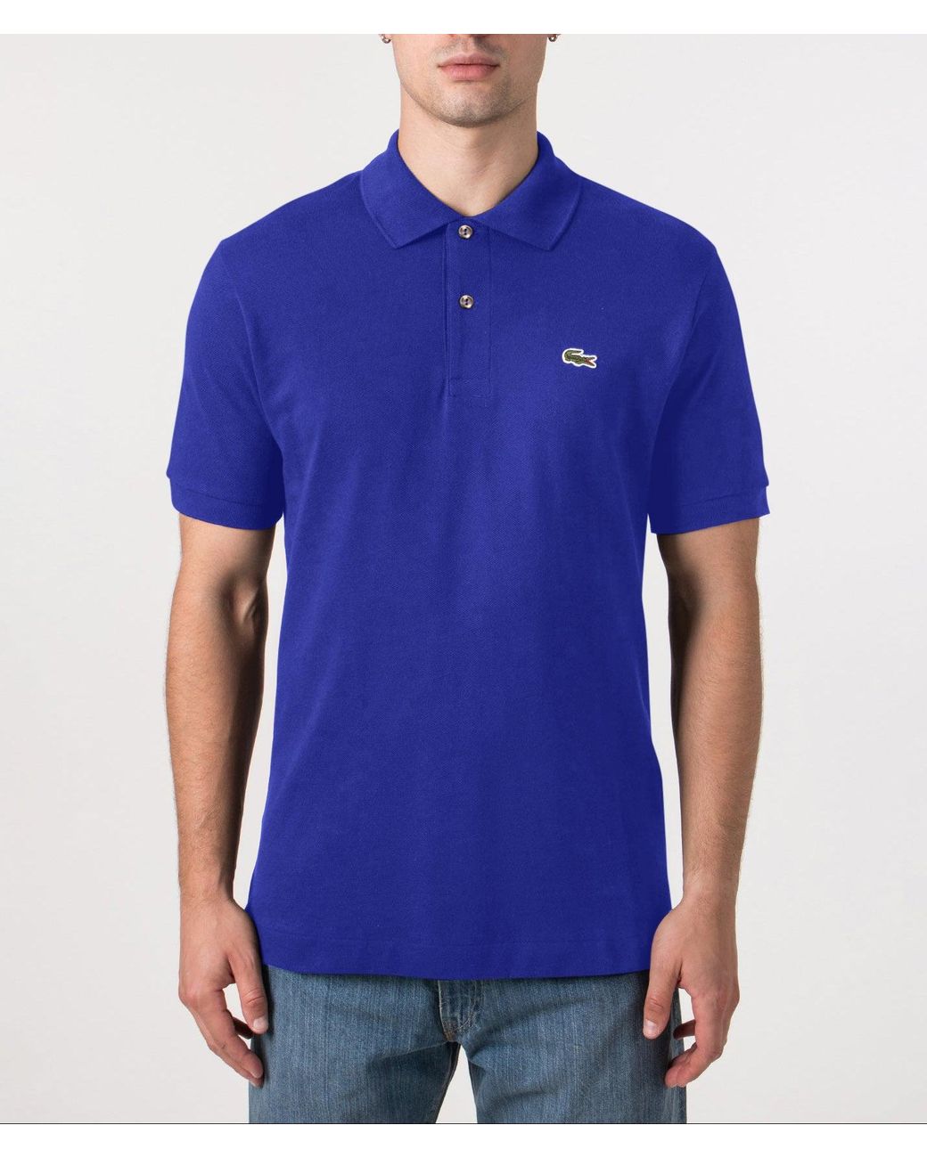 Lacoste Blue Classic Fit L1212 Croc Logo Polo Shirt for men