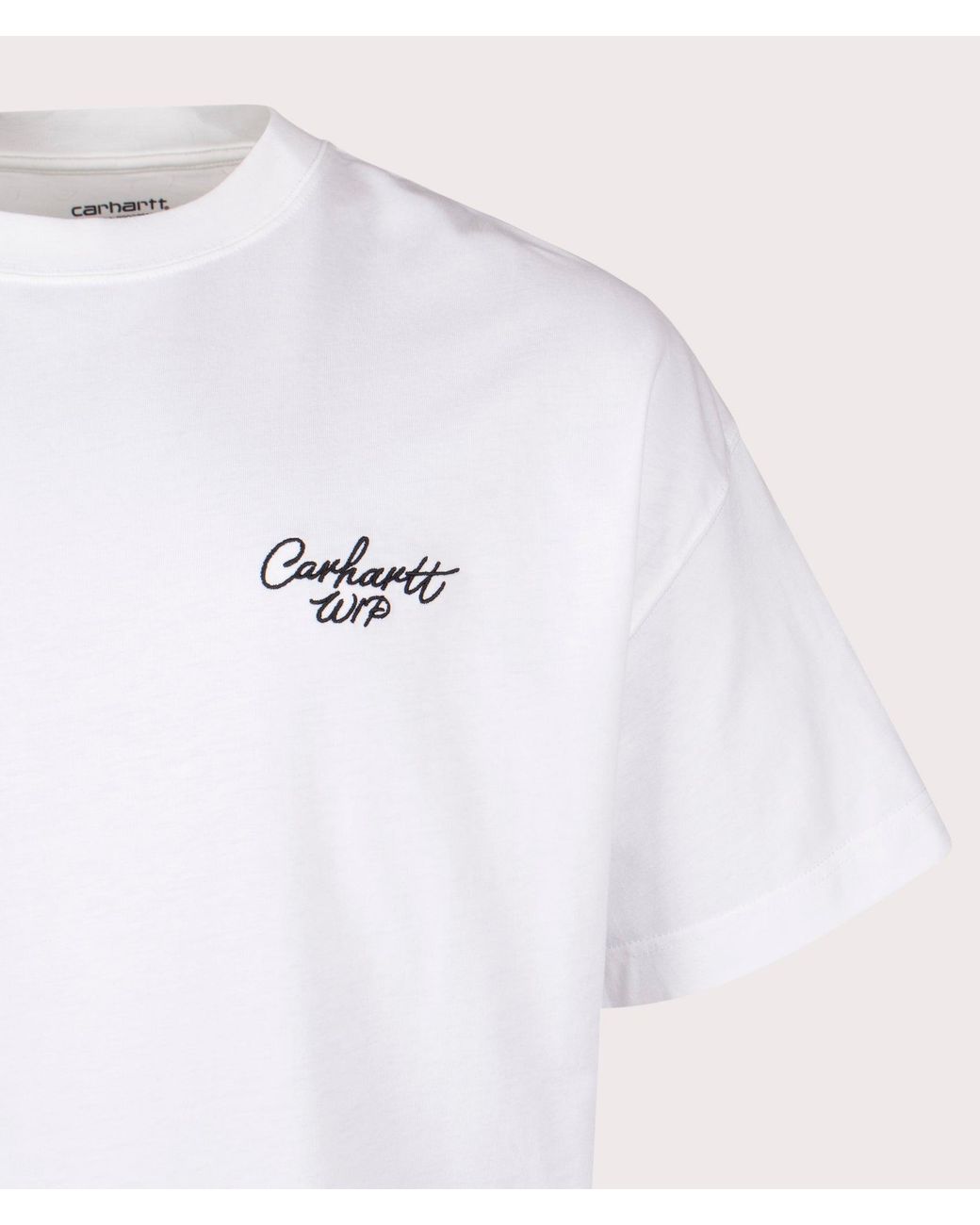 Carhartt White Boxy Loose Fit Signature Script T-Shirt for men