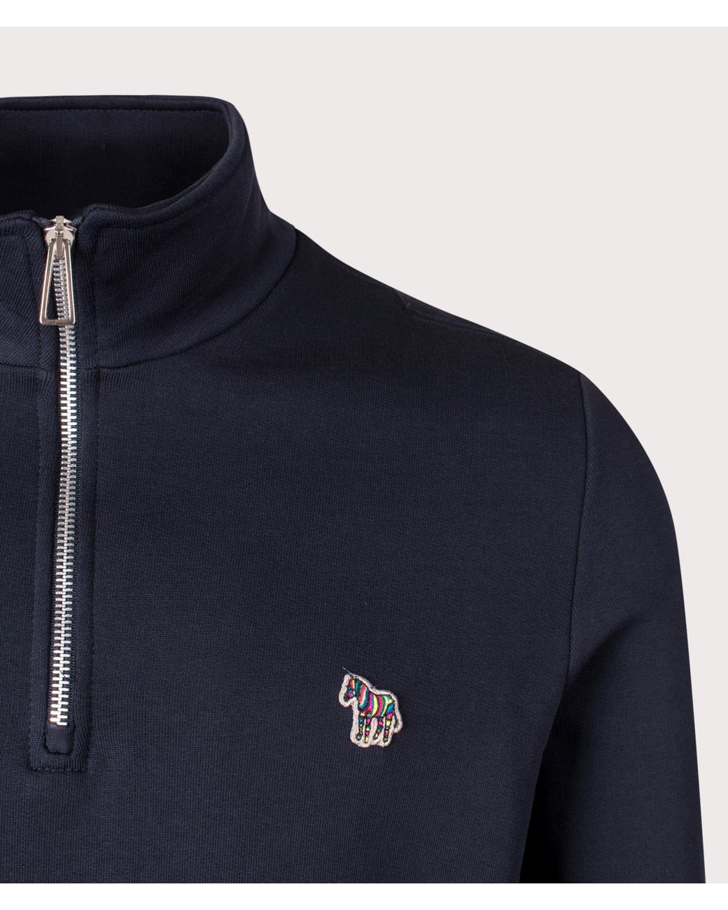Paul Smith Blue Quarter Zip Zebra Logo Sweatshirt for men
