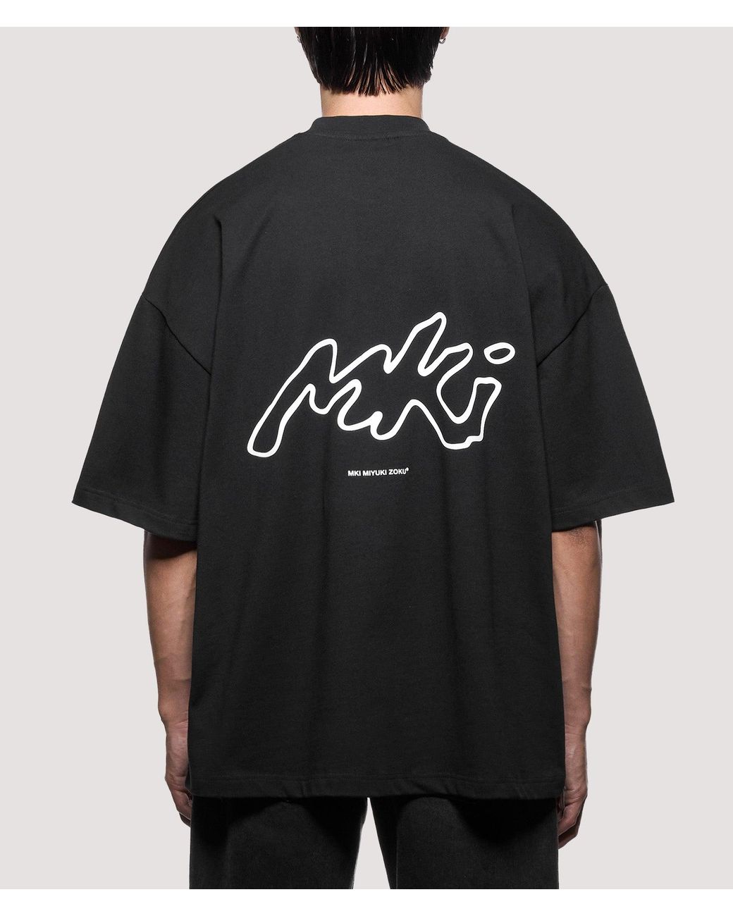 MKI Miyuki-Zoku Black Oversized Box Fit Ink Line T-Shirt for men