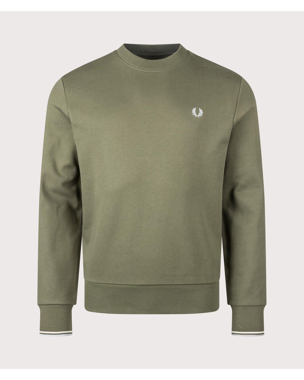 Fred Perry Green Regular Fit Crew Neck Sweatshirt for men
