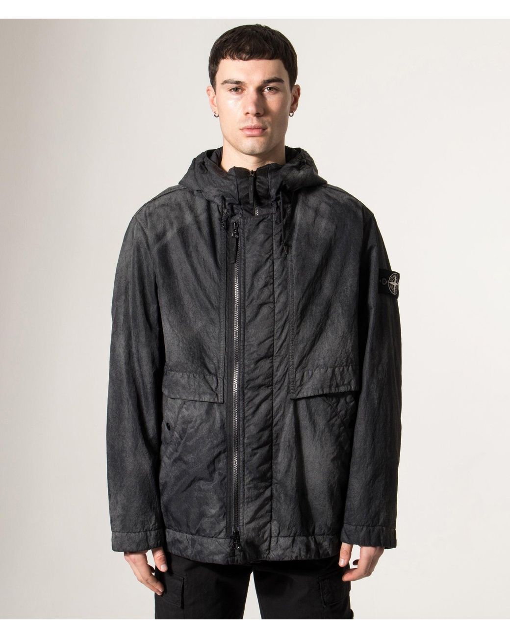 Stone Island Gray Relaxed Fit Dense Nylon-Tc Hand Sprayed Reflective Jacket for men