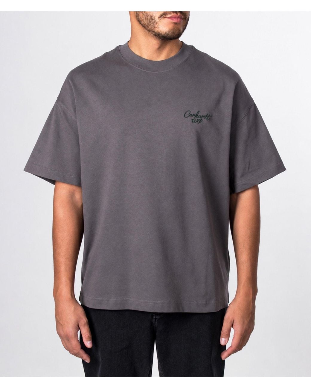 Carhartt Gray Boxy Loose Fit Signature Script T-Shirt for men