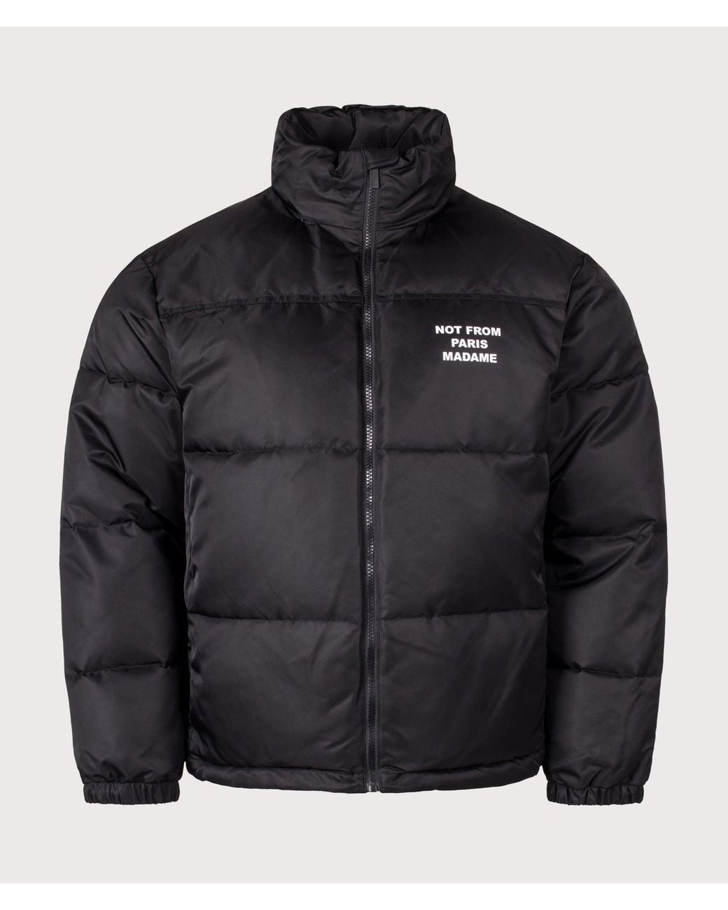 Drole de Monsieur Black Relaxed Fit Slogan Puffer Jacket for men