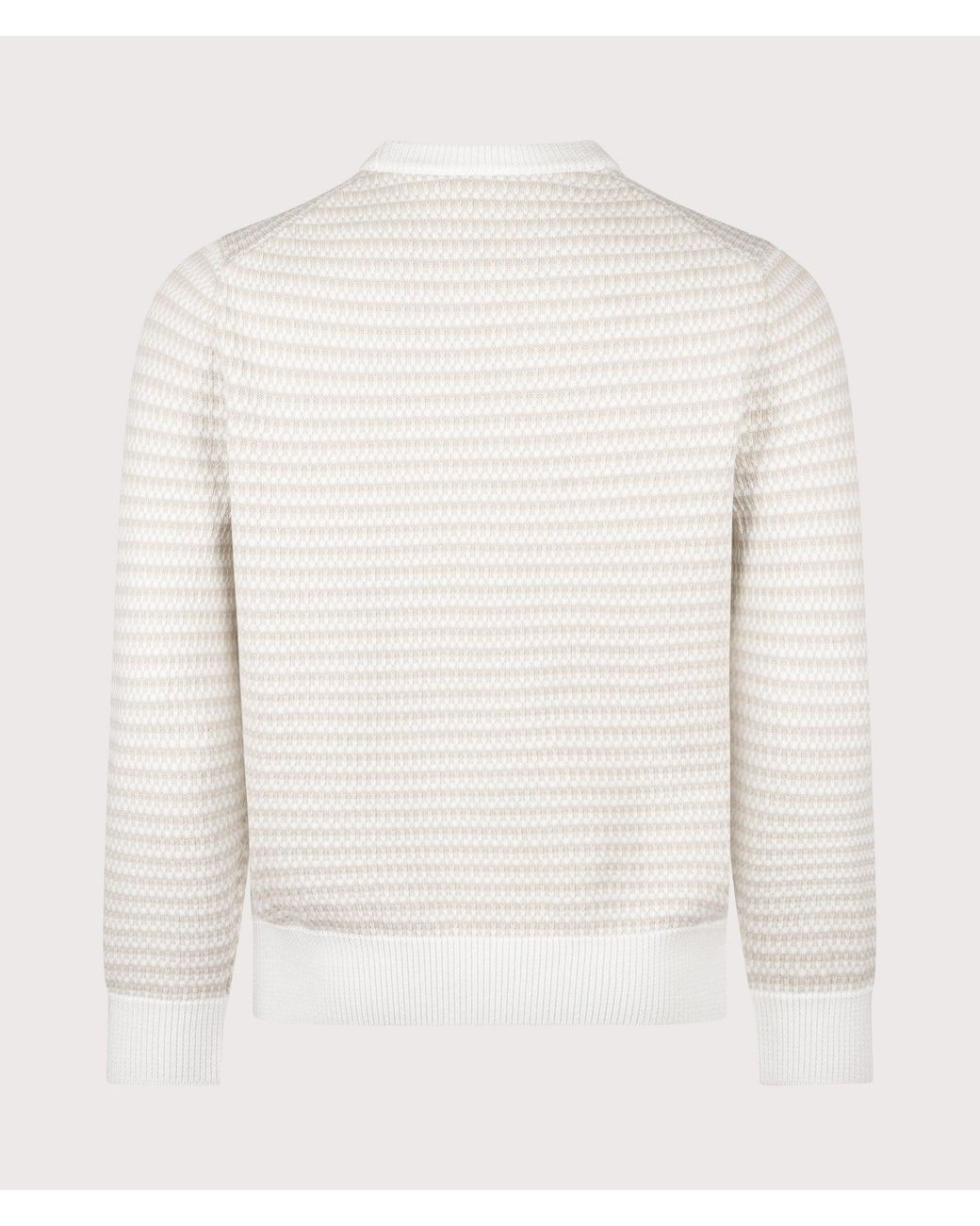 Lacoste White Regular Fit Stripe Knitted Jumper for men