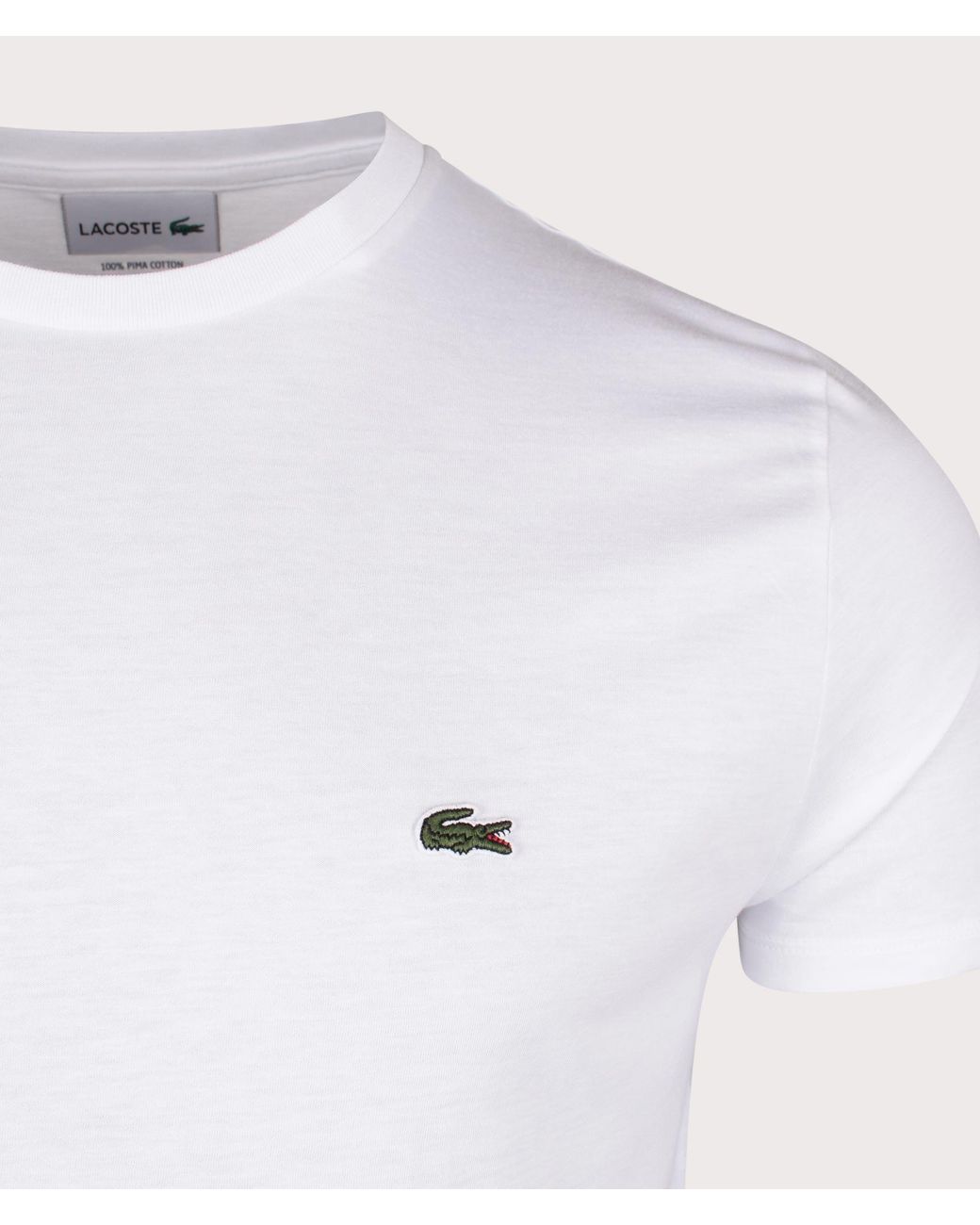 Lacoste White Pima Cotton Croc Logo T-shirt for men